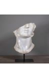 Scultura Frammento principale di Apollo su supporto in metallo nero