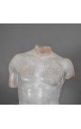 Scultura "Torso di Hermes" beige su supporto in metallo nero