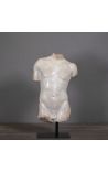 Scultura Torso di Hermes beige su supporto in metallo nero