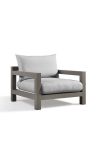Grand fauteuil Nai Harn tissu beige et aluminium taupe