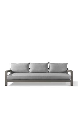 Canapé 3 places "Nai Harn" tissu beige et aluminium taupe - 242 cm