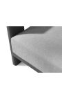 Grote fauteuil "Aruba" lichtgrijze stof en anthracytgrijze aluminium