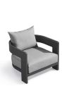 Poltrona grande Aruba tessuto grigio chiaro e alluminio grigio antracite