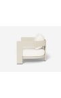 Sofa 2 seater "Aruba" white fabric and ivory aluminium color