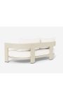 Sofa med to pladser "Aruba" hvid stof og elfenben aluminium farve