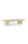 Koffietafel Aruba van aluminium van ivoor met bovenste beige travertijn