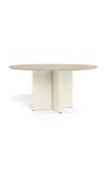 Round dining table Aruba made of ivory aluminium with top beige travertine
