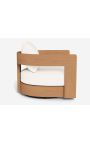 Poltrona girevole grande "Aruba" teak solido e tessuto bianco