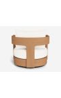 Poltrona girevole grande "Aruba" teak solido e tessuto bianco