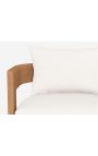 Poltrona girevole grande "Aruba" teak solido e tessuto bianco