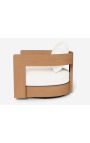 Poltrona girevole grande "Aruba" teak solido e tessuto bianco