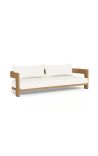 Divano 3 posti Aruba teak solido e tessuto bianco