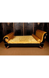 Cama estilo Empire con tela de oro satine y madera lacada negra
