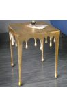 Kwadratowy stolik boczny ROZTOPIONE złoty aluminium - 44 cm