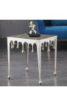 Mesa lateral cuadrada MELTED aluminio plateado - 50 cm