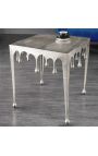 Table d'appoint carrée "FONDANT" en aluminium argenté - 50 cm