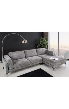 Divano di angolo 295 cm BROOKE texture velvet grey