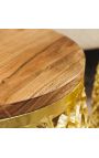 Set van 2 ronde tafels CORY goud en goudtop in acacia