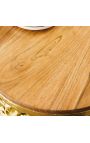 Ensemble de 2 tables d'appoint rondes CORY dorées et plateau en acacia