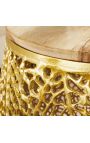Set van 2 ronde tafels CORY goud en goudtop in acacia
