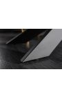 Mesa de comedor eufórico en acero negro y cerámica de mármol gris 180-220-260