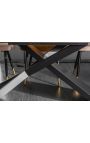 Mesa de comedor eufórico en acero negro y cerámica de mármol gris 180-220-260