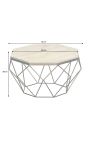Octogonal "Diamo" kaffebord, beige travertin og messingfarvet metal