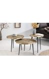 Conjunto de 3 mesas de café Árvore cor de alumínio latão 60/50/40cm