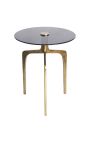 Mesa lateral "TRECK" de aluminio dorado y la parte superior de vidrio ahumado