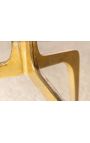 Taula lateral "TRECK" d'alumini d'or i superior de vidre fumat
