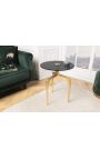 Mesa lateral "TRECK" de aluminio dorado y la parte superior de vidrio ahumado