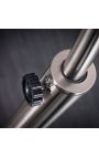 Gulvlampe 170-210 cm sort marmorbase, børstet metal sølv