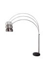 Gulvlampe 170-210 cm sort marmorbase, børstet metal sølv