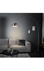 Lampada da terra 170-210cm base in marmo nero, metallo spazzolato argento