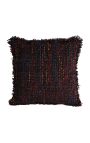 Cuscino quadrato tessuto ricci e satinato multicolore e nero 45 x 45