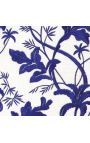 Witte en blauwe vierkante kussen in geborduurd linnen met bloemenpatroon 45 x 45