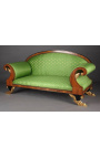 Большой диван французском стиле ампир зеленые ткани атласа и древесины вяза
