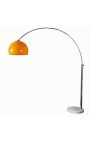 Gulvlampe 170-205 cm med base i kvit marmor, oransje akryllampe