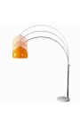 Gulvlampe 170-205 cm med base i kvit marmor, oransje akryllampe