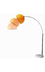 Gulvlampe 170-205 cm med base i kvit marmor, oransje akryllampe