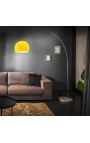 Lâmpada de assoalho 170-205cm base de mármore branco, laranja acrílico lampshade