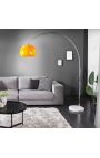 Gulvlampe 170-205 cm med base i kvit marmor, oransje akryllampe