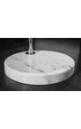 Floor lamp 170-205cm white marble base, orange acrylic lampshade