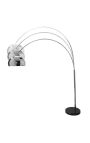 Lampada da terra 170-210cm base in marmo nero, cromo ombra