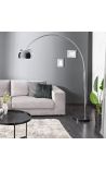 Golvlampa 170-210cm svart marmorfot, kromskärm