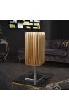 Lampada da tavolo Stella d'oro con rivestimento in tessuto dorato, struttura in metallo cromato