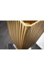 Lampe à poser "Éclat Doré" avec abat-jour en tissu doré, structure métal chromé