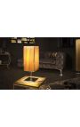 Tischleuchte "Golden Star" mit goldenem stoffschatten, verchromter metallstruktur
