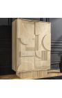 VALLA barkast in gebleekt mangohout met 3D geometrisch patroon