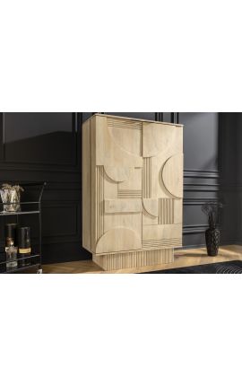 Armadio a barre VALLA in legno di mango sbiancato con motivo geometrico 3d
